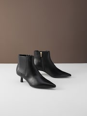Black Leather Motion Flex Almond Toe Chelsea Style Ankle Boots - Image 7 of 11