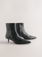 Black Textured Forever Comfort® Almond Toe Kitten Heel Boots - Image 1 of 5