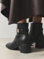 Black Forever Comfort® Buckle Trim Block Heel Ankle Boots - Image 4 of 10