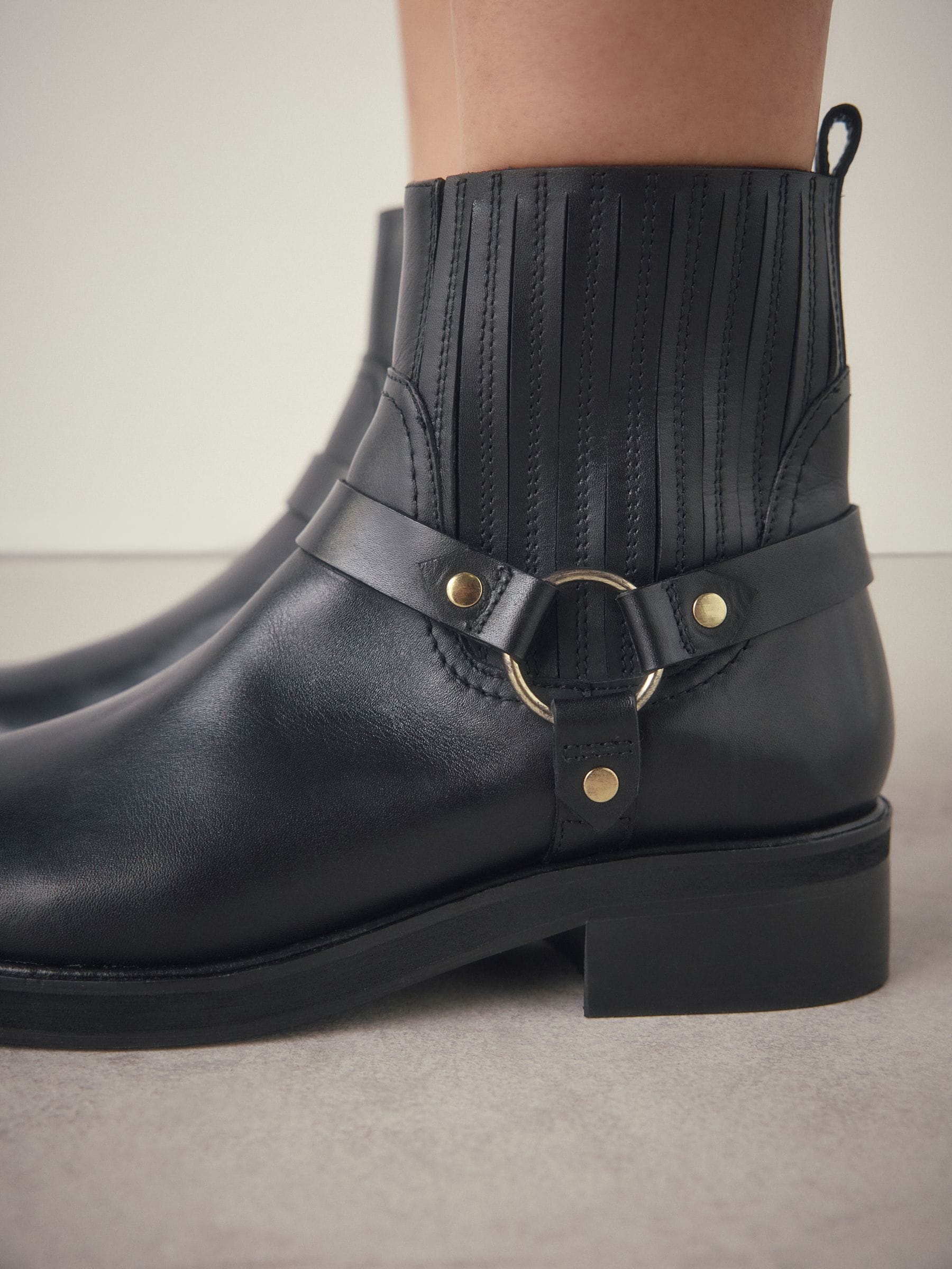 Buy Black Leather Forever Comfort® Hardware Harness Chelsea Boots