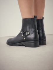 Black Leather Forever Comfort® Hardware Harness Chelsea Boots - Image 4 of 9