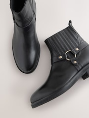 Black Leather Forever Comfort® Hardware Harness Chelsea Boots - Image 8 of 9