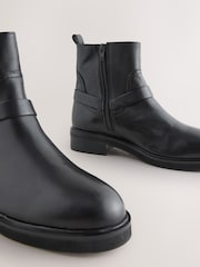 Black Leather Forever Comfort® Hardware Harness Chelsea Boots - Image 9 of 9