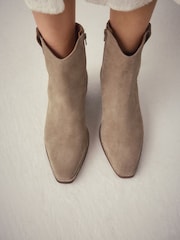 Taupe Brown Suede Forever Comfort® Vintage Style Western Ankle Boots - Image 1 of 6