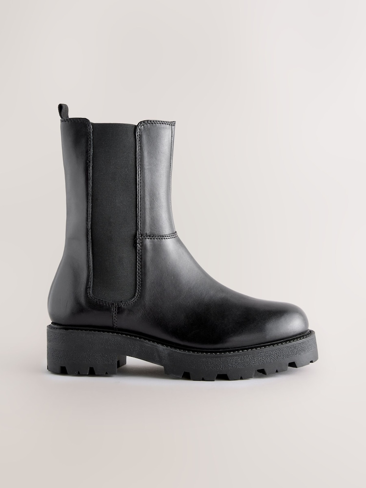 Black Leather Forever Comfort® Chunky Chelsea Boots - Image 1 of 5