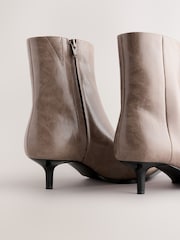 Taupe Brown Textured Forever Comfort® Almond Toe Kitten Heel Boots - Image 3 of 5