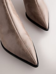 Taupe Brown Textured Forever Comfort® Almond Toe Kitten Heel Boots - Image 4 of 5