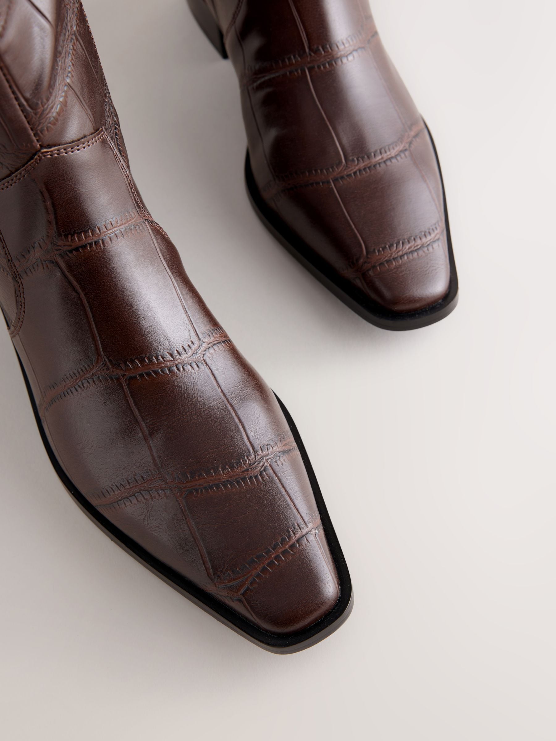 Buy Chocolate Brown Croc Embossed Forever Comfort® Chisel Toe Knee