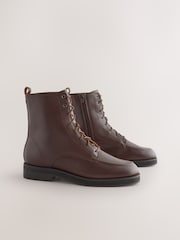 Burgundy Red Leather Forever Comfort® Lace-Up Ankle Boots - Image 10 of 11