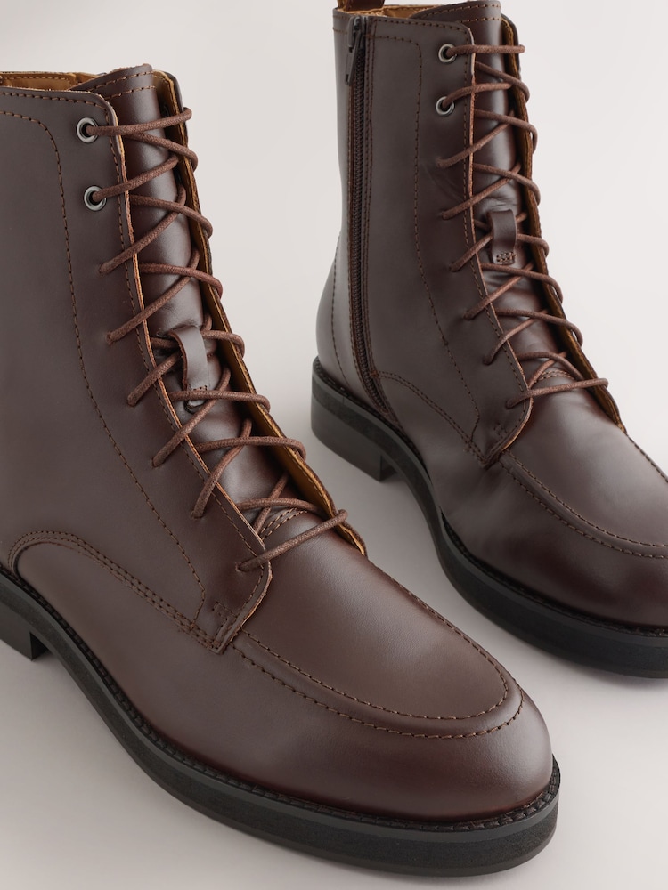 Burgundy Red Leather Forever Comfort® Lace-Up Ankle Boots - Image 11 of 11