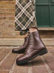 Burgundy Red Leather Forever Comfort® Lace-Up Ankle Boots - Image 2 of 6