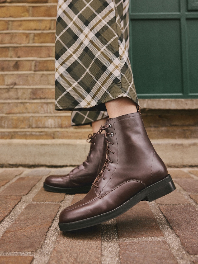 Burgundy Red Leather Forever Comfort® Lace-Up Ankle Boots - Image 2 of 6