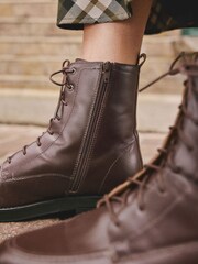 Burgundy Red Leather Forever Comfort® Lace-Up Ankle Boots - Image 4 of 6