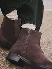 Chocolate Brown Suede Standard/Wide Fit Forever Comfort® Chelsea Ankle Boots - Image 5 of 9