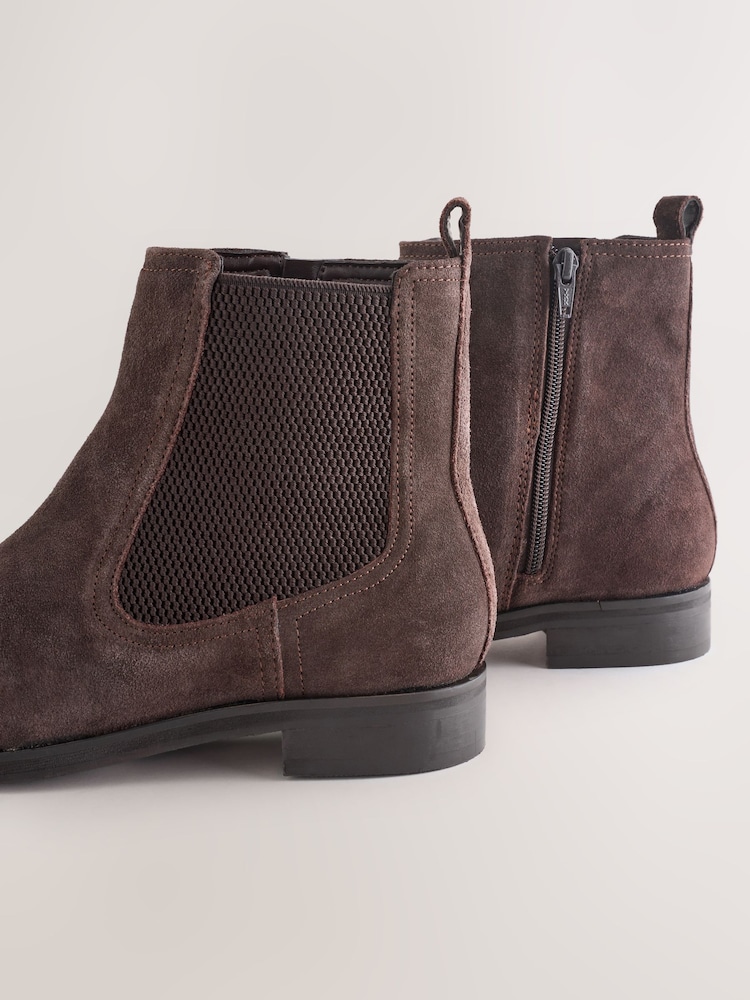 Chocolate Brown Suede Standard/Wide Fit Forever Comfort® Chelsea Ankle Boots - Image 9 of 9