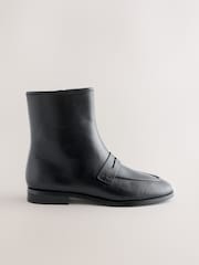 Black Leather Forever Comfort® Loafer Style Ankle Boots - Image 1 of 5