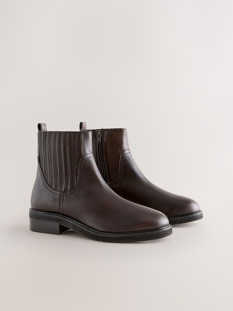 Chocolate Brown Leather Forever Comfort® Chelsea Boots - Image 2 of 5