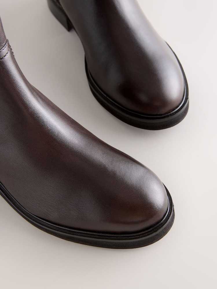 white christmas dresses Brown Leather Ankle Boots With Pointed Toe main image 0