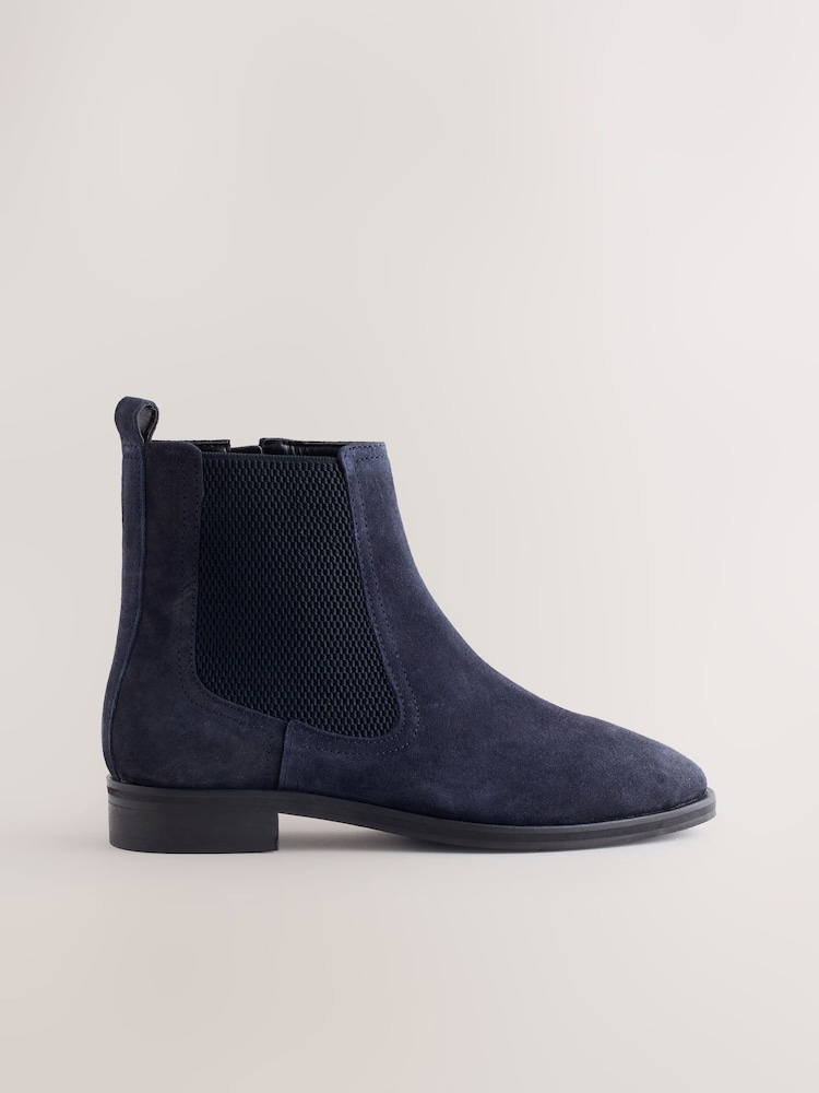 Navy Blue Suede Standard/Wide Fit Forever Comfort® Chelsea Ankle Boots - Image 1 of 4