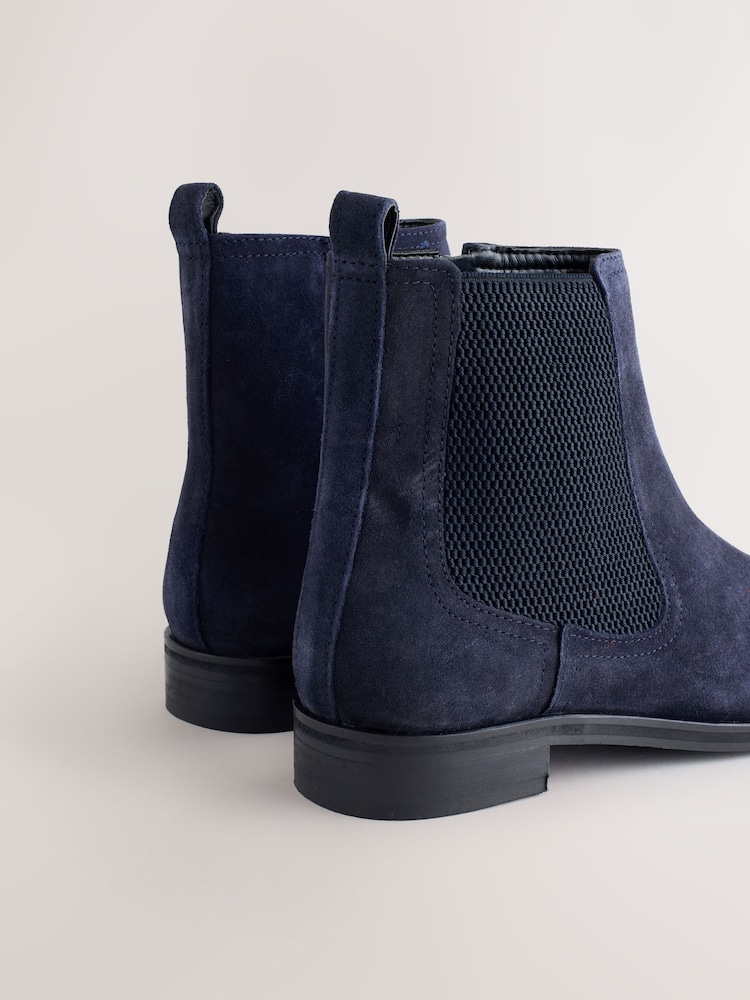 Navy Blue Suede Standard/Wide Fit Forever Comfort® Chelsea Ankle Boots - Image 2 of 4