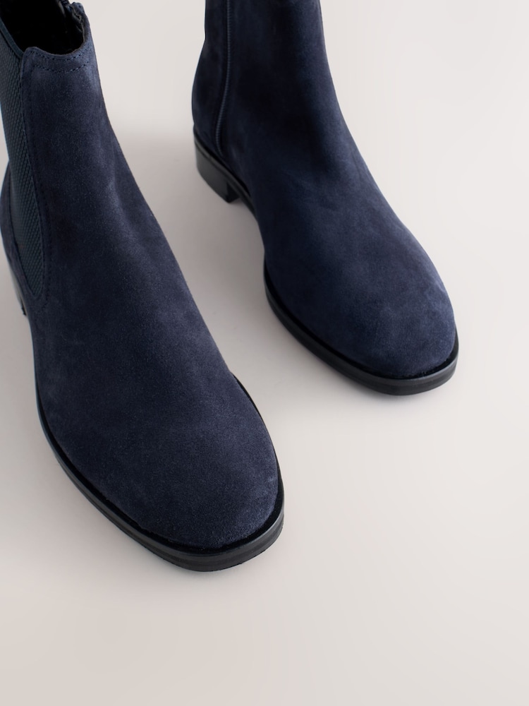 Navy Blue Suede Standard/Wide Fit Forever Comfort® Chelsea Ankle Boots - Image 4 of 4