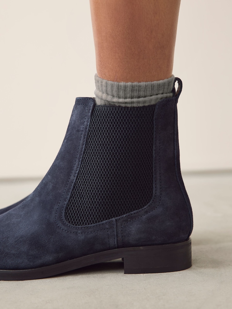 Buy Navy Blue Suede Standard/Wide Fit Forever Comfort® Chelsea