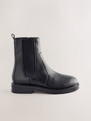 Black Standard/Wide Fit Forever Comfort® Leather Round Toe Chunky Chelsea Boots - Image 1 of 5