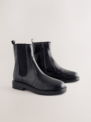 Black Standard/Wide Fit Forever Comfort® Leather Round Toe Chunky Chelsea Boots - Image 2 of 5