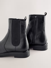 Black Standard/Wide Fit Forever Comfort® Leather Round Toe Chunky Chelsea Boots - Image 3 of 5