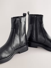 Black Standard/Wide Fit Forever Comfort® Leather Round Toe Chunky Chelsea Boots - Image 5 of 5