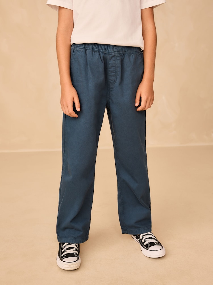 Navy Wide Fit Pull On Twill Jeans (3-16yrs) - Image 1 of 8