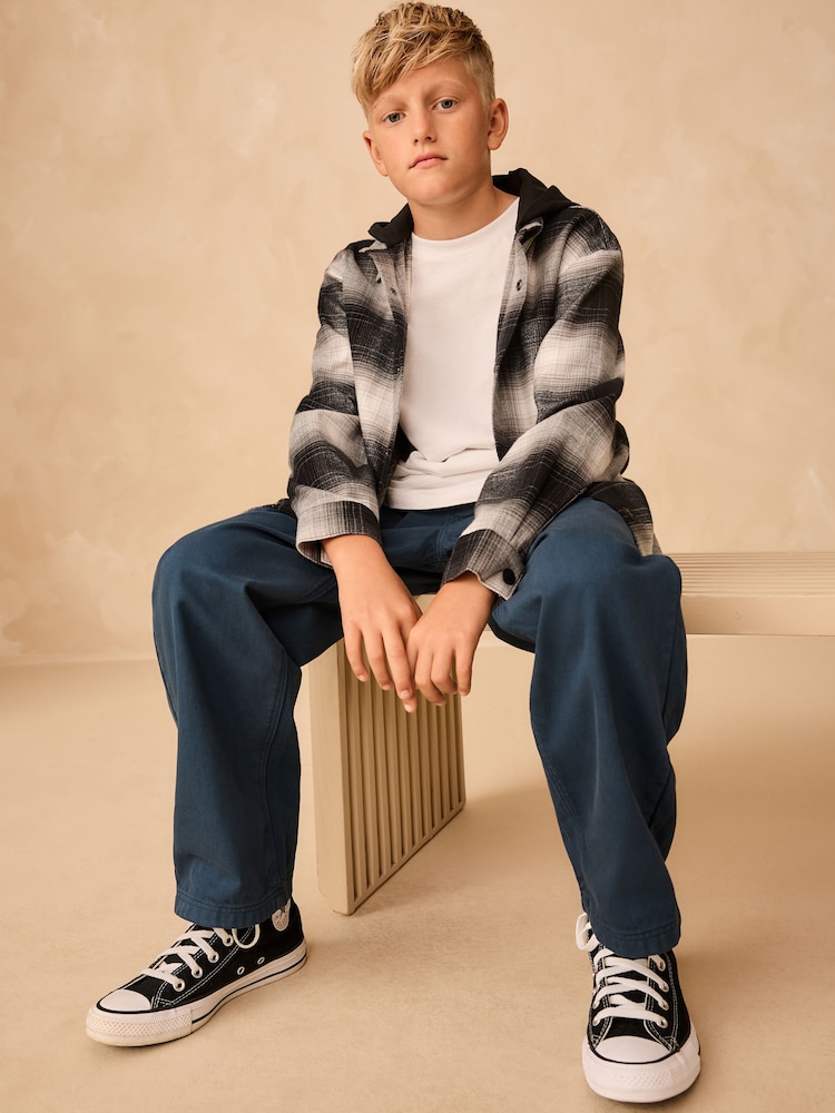 Navy Wide Fit Pull On Twill Jeans (3-16yrs) - Image 2 of 8