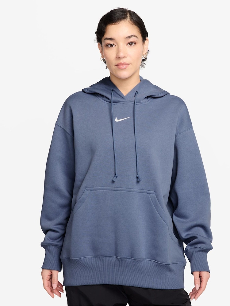 Nike Blue Oversized Sportswear Phoenix Fleece Pullover Hoodie - Image 1 of 3 Nike Blue Oversized Sportswear Phoenix Fleece Pullover Hoodie - Image 1 of 3