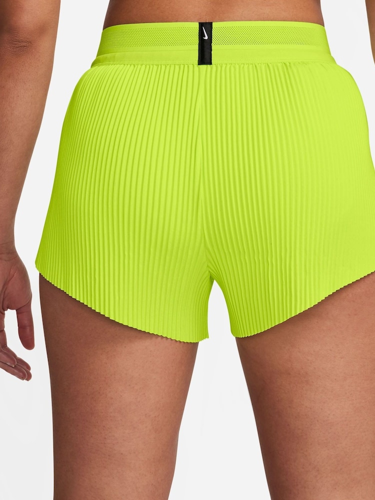 Nike Cyber Yellow Aero Swift Dri-FIT ADV Mid-Rise Brief-Lined 3" Running Shorts - Image 2 of 4 Nike Cyber Yellow Aero Swift Dri-FIT ADV Mid-Rise Brief-Lined 3" Running Shorts - Image 2 of 4