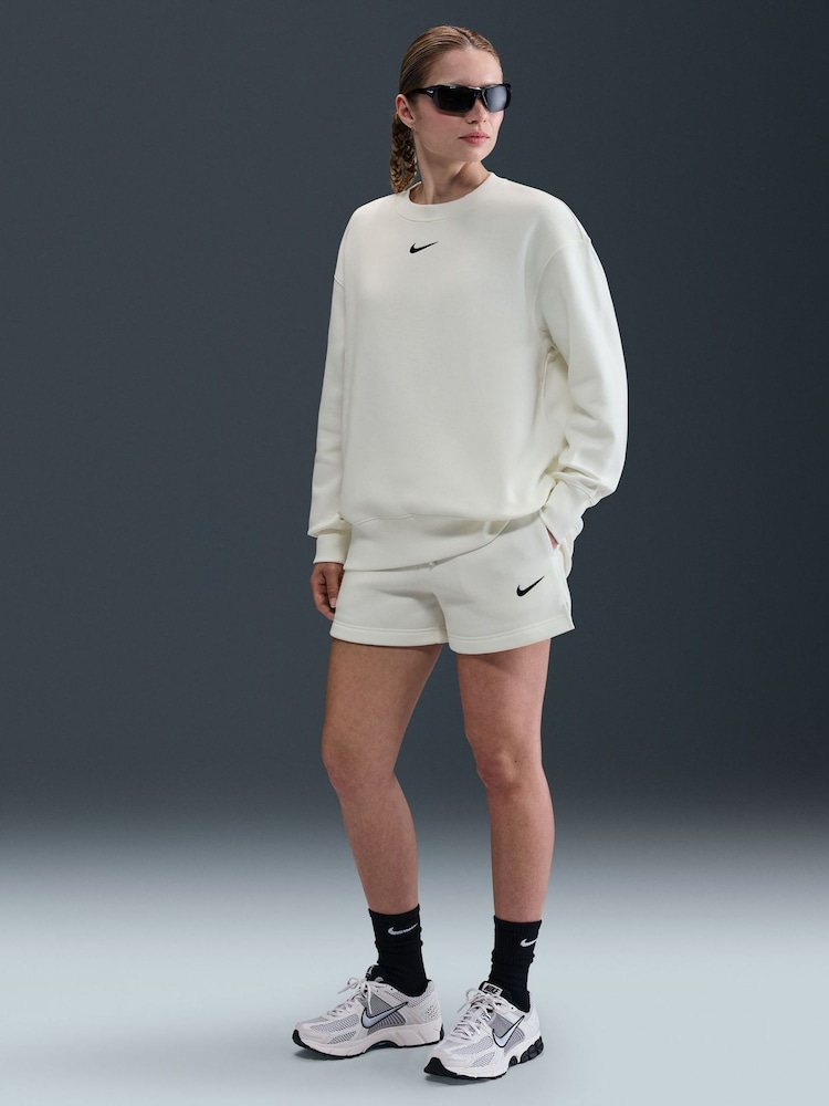 Nike White Oversized Sportswear Phoenix Fleece Crew-Neck Sweatshirt - Image 1 of 5