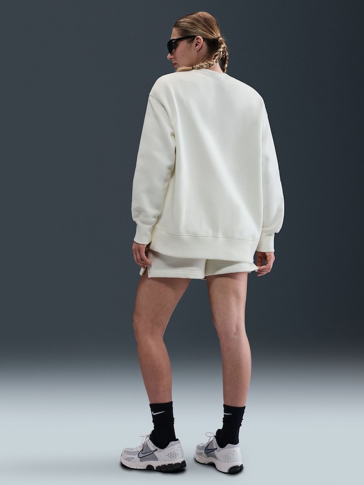Nike White Oversized Sportswear Phoenix Fleece Crew-Neck Sweatshirt - Image 2 of 5