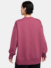 Rojo - Suéter extragrande de polar con cuello redondo de Nike - Imagen 2 de 3