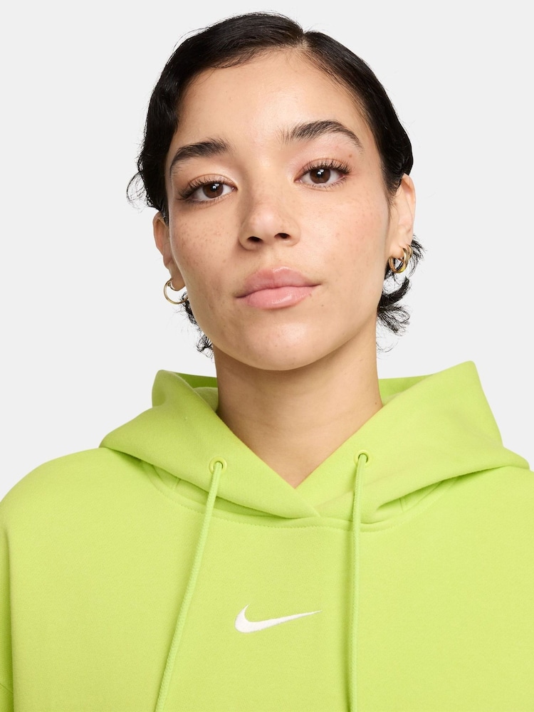 Nike Cyber Green Oversized Mini Sportswear Phoenix Fleece Swoosh Pullover Hoodie - Image 3 of 3 Nike Cyber Green Oversized Mini Sportswear Phoenix Fleece Swoosh Pullover Hoodie - Image 3 of 3