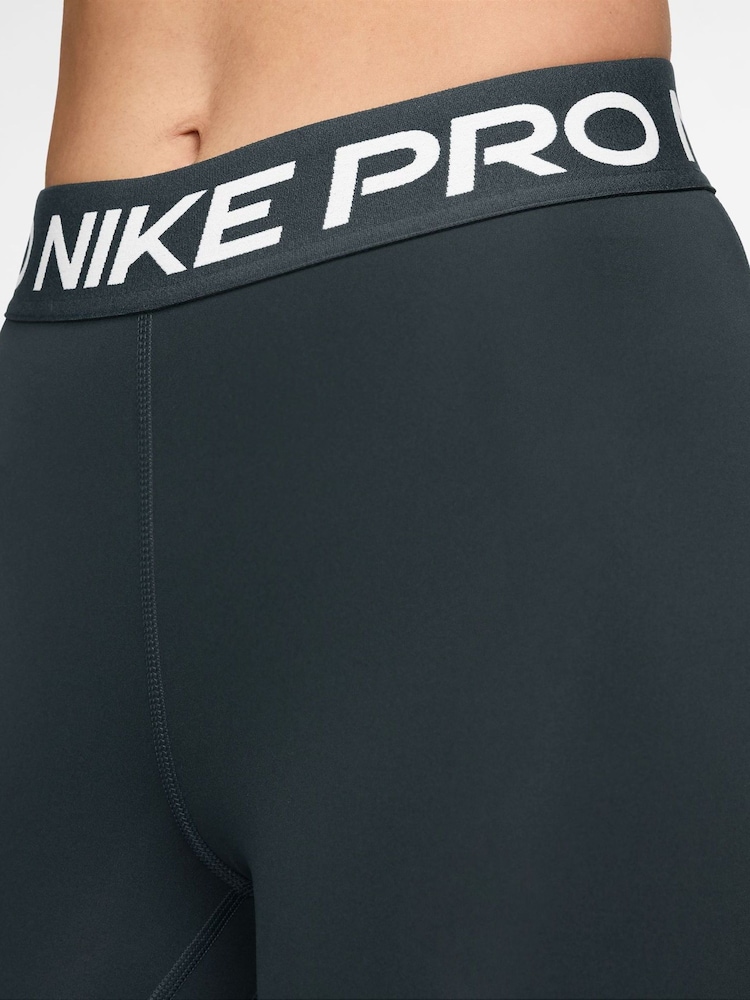 Nike Dark Seaweed Green Pro Mid Rise Mesh Panelled Leggings - Image 3 of 3