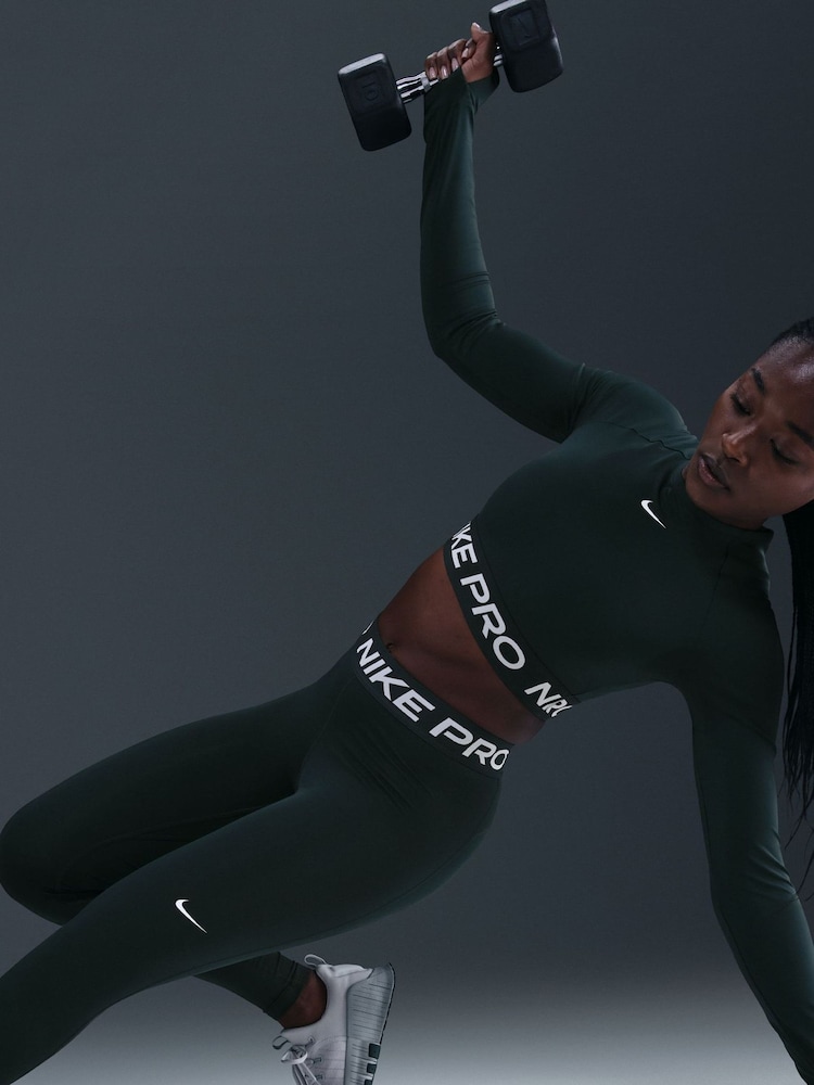 Temno morske alge zelena - Nike Pro Mid Rise Mesh Panelled pajkice - Slika 5 iz 5