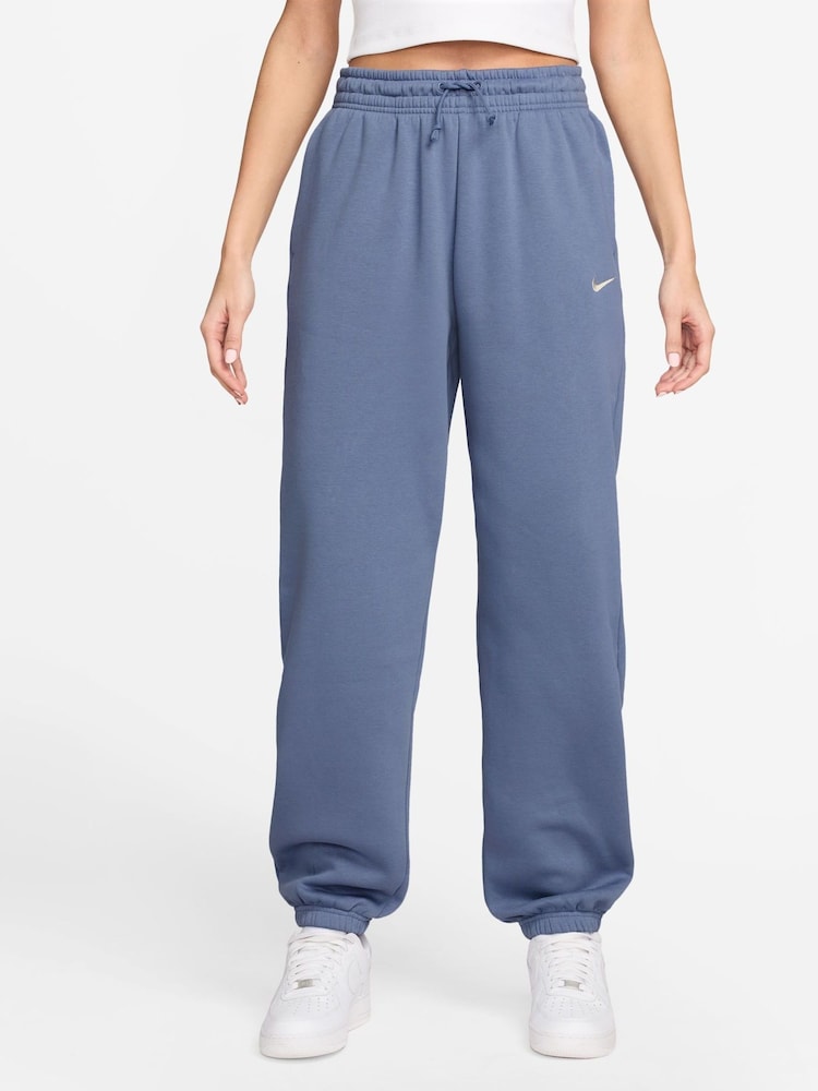 Nike Blue Oversized Sportswear Phoenix Fleece High Waisted Joggers - Image 1 of 3 Nike Blue Oversized Sportswear Phoenix Fleece High Waisted Joggers - Image 1 of 3
