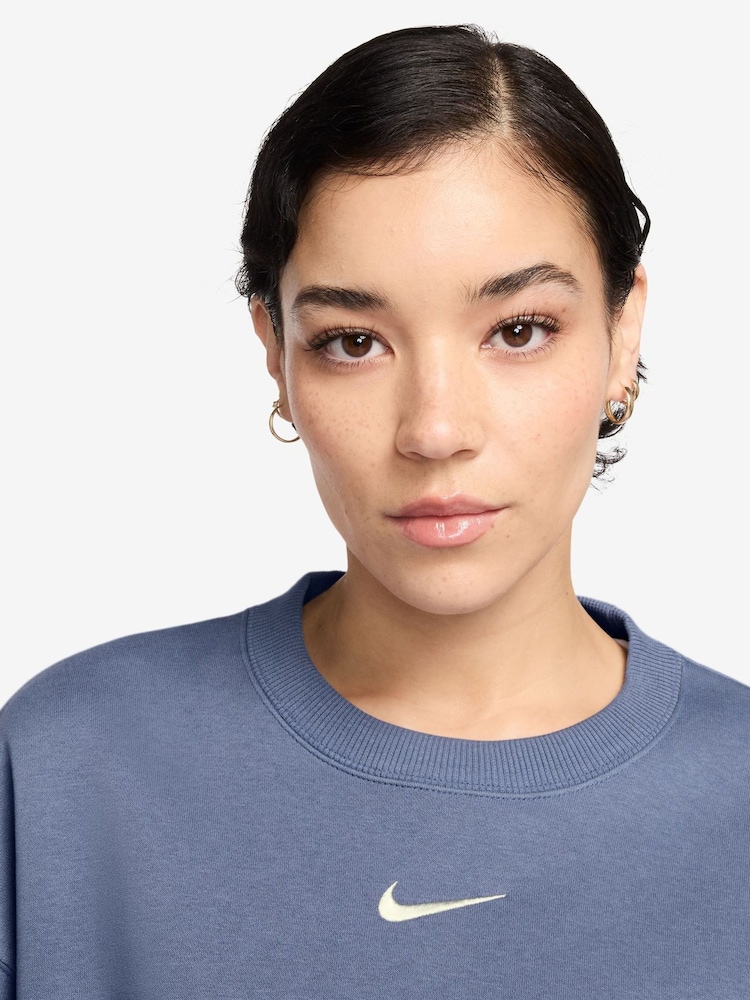 Nike Blue Oversized Phoenix Fleece Crew Neck Sweatshirt - Image 3 of 3 Nike Blue Oversized Phoenix Fleece Crew Neck Sweatshirt - Image 3 of 3