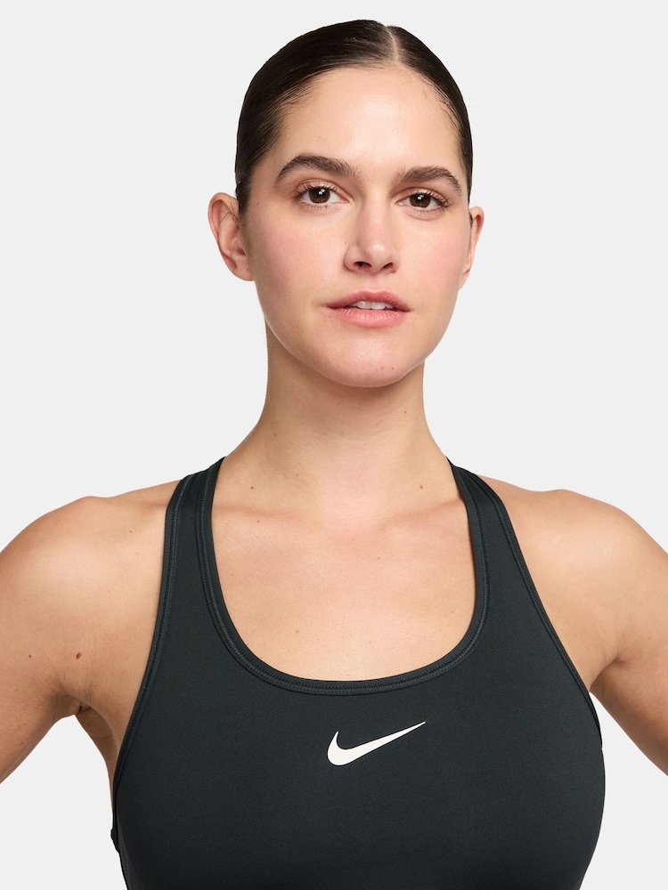 Nike Dark Seaweed Green Swoosh Medium Support Padded Sports Bra - Image 3 of 3 Nike Dark Seaweed Green Swoosh Medium Support Padded Sports Bra - Image 3 of 3