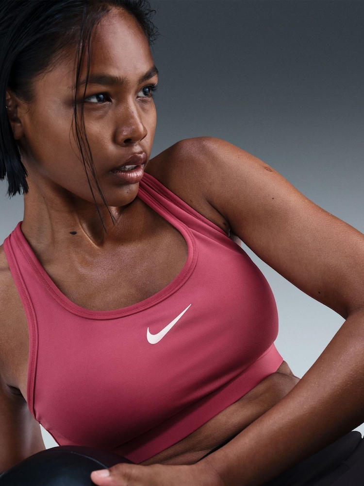 Nike Red Swoosh Medium Support Padded Sports Bra - Image 5 of 5 Nike Red Swoosh Medium Support Padded Sports Bra - Image 5 of 5