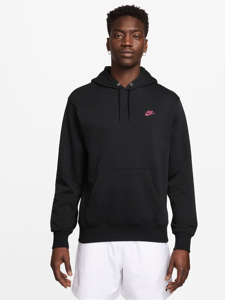 Nike Black Pink Club Pull Over Hoodie - Image 1 of 3