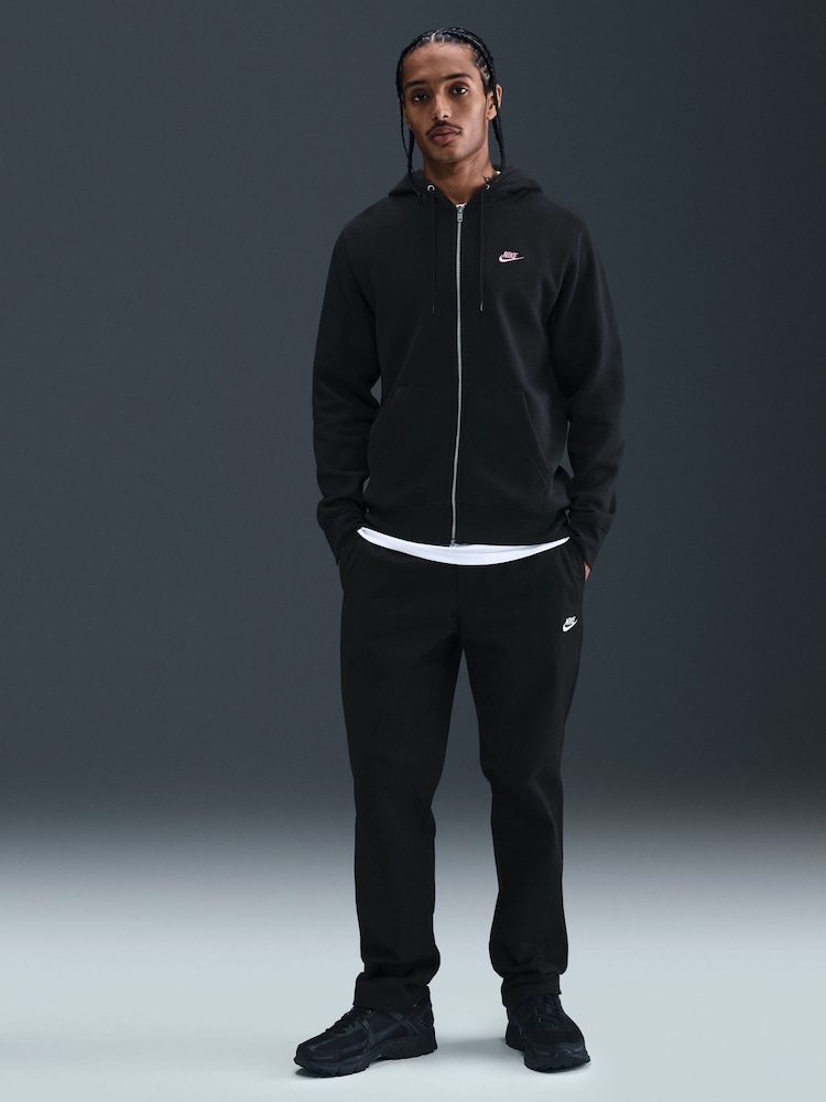 Nike Black Pink Club Full Zip Hoodie - Image 1 of 5 Nike Black Pink Club Full Zip Hoodie - Image 1 of 5