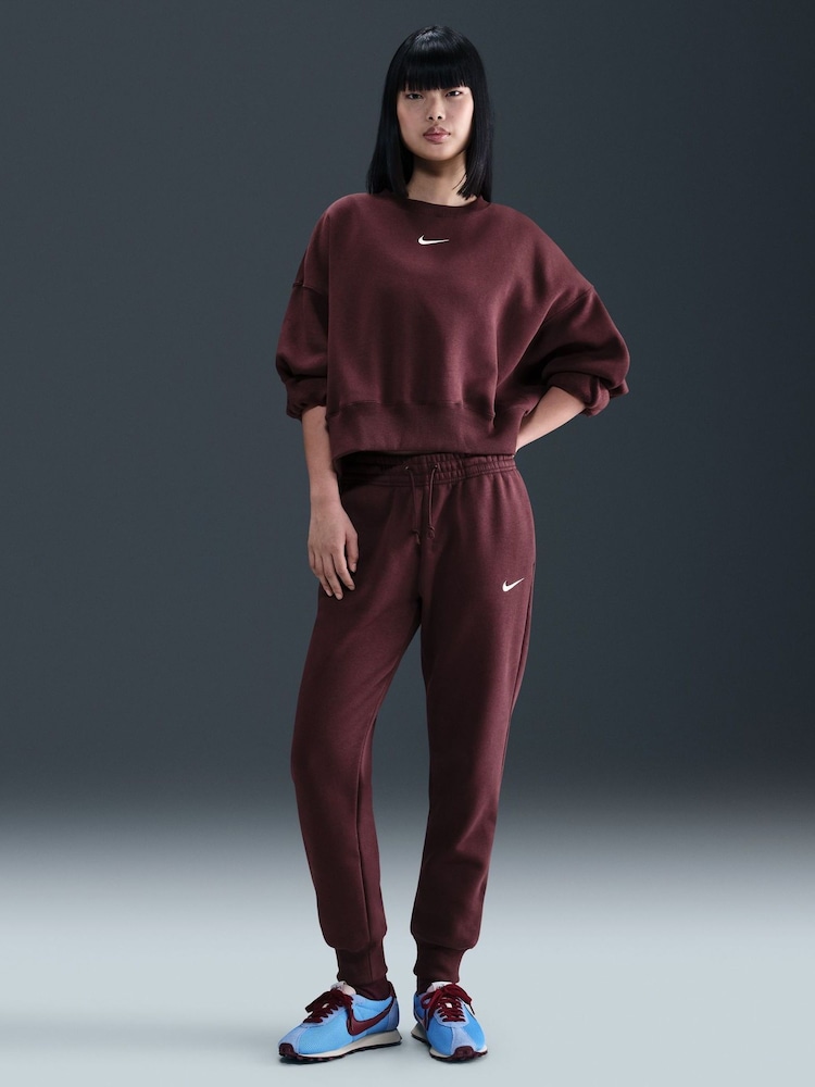 Nike Red Sportswear Phoenix Fleece Mid Rise Joggers - Image 1 of 5