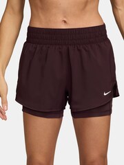 Nike Burgundy Crush Dri-FIT One Mid Rise 3 Inch 2-In-1 Shorts - Image 1 of 5
