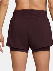 Nike Burgundy Crush Dri-FIT One Mid Rise 3 Inch 2-In-1 Shorts - Image 2 of 5