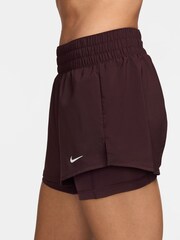 Nike Burgundy Crush Dri-FIT One Mid Rise 3 Inch 2-In-1 Shorts - Image 3 of 5